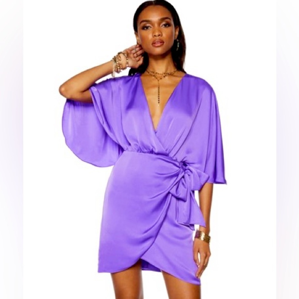 Ramy Brook - Alexis Purple Satin Wrap Dress